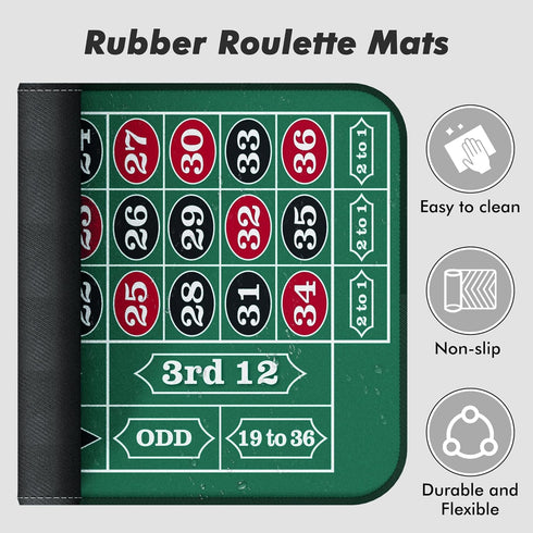 70" 35" Casino Roulette Mat x Rubber Table Mat with Storage Bag Win Marker Roulette Table Top Mat Casino Games