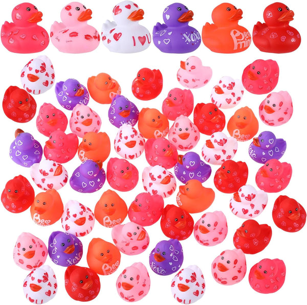 Jerify 12 Pcs 2 Inch Valentine's Day Rubber Duckies Bulk Mini Heart