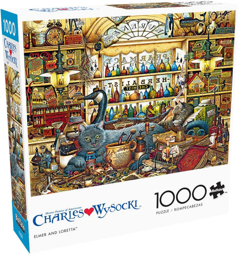 1000 26.75 19.75 Buffalo Games - Charles Wysocki - Elmer and Loretta - Piece Jigsaw Puzzle for Adults -Challenging