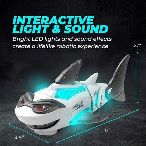 puzgic 3 4 5 6 7 8 Shark Toy Interactive Crawling Shark Toys with Music and Lights for Kids, Auto-Direction Change