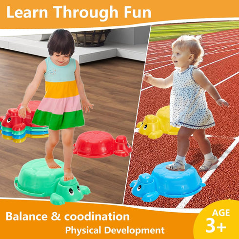 Balance Beams Stepping Stones for Kids - 12 Pcs Turtle Jumping Stones, Toddler Obstacle Course Coordination Game Toys