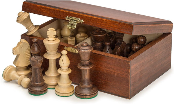 Wegiel Handmade European Professional Tournament Chess Pieces with Wood Storage Case