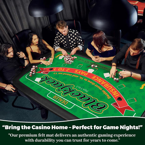 36x72Blackjack Set 2 Double Sided Poker Mat Table Topper, Casino Felt Cover, Texas Hold'em Cloth, Blackjack & Texas