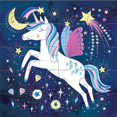 Mudpuppy Magical Unicorn - Tri Fold Magnetic Puzzles Featuring Two 20 Piece Unicorn Magic Themed Artwork