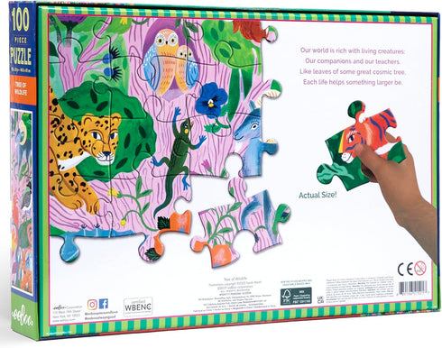 100 eeBoo Piece Puzzle for Kids - Tree of Wildlife Children's Puzzle Nature Themed, Large Pieces for Small Hands