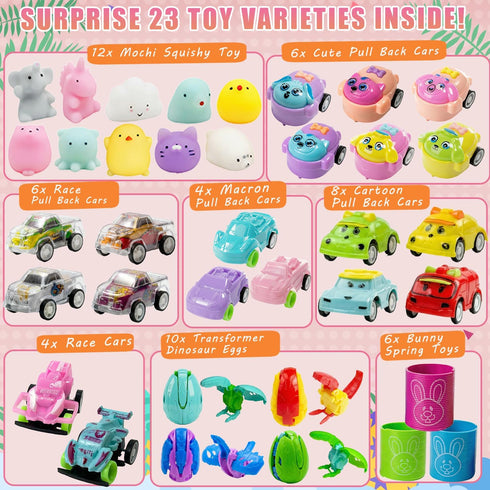 200 SQZUWIT Pcs Prefilled Easter Eggs Filled with Toys Inside for Kids Boys Girls Pre-filled Easter Hunt Basket