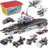 Liberty Imports 825pc Military Aircraft Carrier Fleet Construction Bricks Toy - 8-in-1