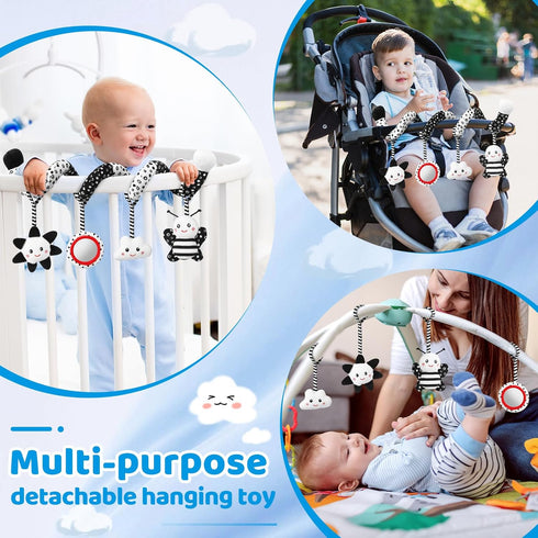 AJsupojouet 0-6 0 3 Car Seat Toys Hanging and Stroller Toys for Babies MonthsHigh Contrast Baby Toys for Newborn Months