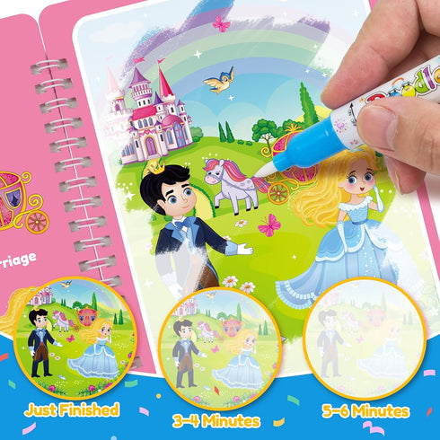 ZMLM 24 Pack 3-8 Water Coloring Books for Toddlers, Reusable Paint with Water Books with Pen, Mess Free Magic Doodle