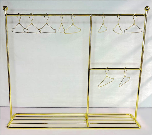Eledoll 1:6 Dollhouse Furniture Clothes Hanger, Golden Metal Stand Wardrobe with 20 Hangers for 12" Fashion Doll
