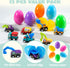 12 JOYIN Pcs Easter Eggs Filled with Toy Cars, Colorful Prefilled Pull Back Construction Vehicle, and Race Car for Kids