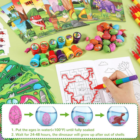 84Pcs Set BenLouis Dinosaur Party Favors Dino Theme Coloring Books Crayons Sticker Bulk for Kids Jurassic Birthday