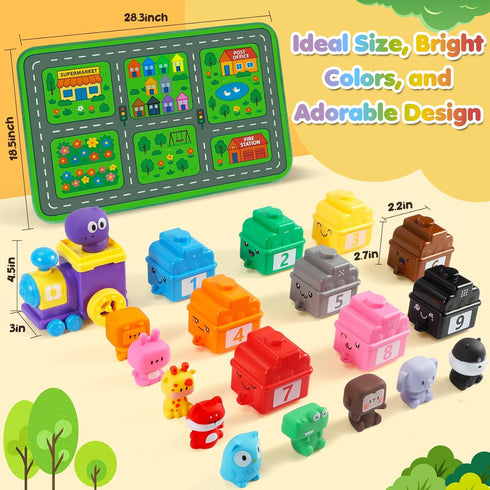 1 2 3 Set 10 Counting URMYWO Learning Toys for Years Old Boy Girl, Toddler Montessori Toys, Train with Finger Puppets