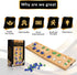 Point Games Solid Wood Deluxe Mancala - Folding Board Game with Metal Latch and Glass Marbles, Portable Strategy Game