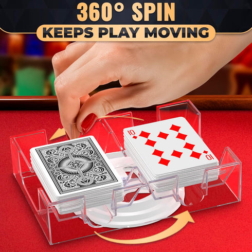 360 2 Playing Cards Holder Rotating Compact Plastic Playing Card Tray for Easy Access Decks with Smooth Rotation |