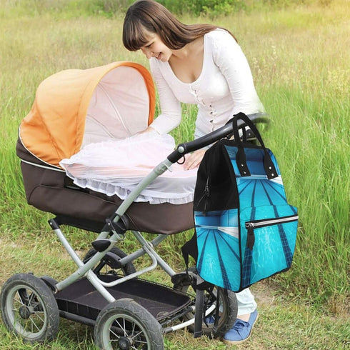 FHEDVBN Swimming Backpack Mummy Backpacks Daypack Blue Pool Diaper Bag for Women Multifunction Waterproof for Mom Dad