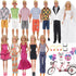 EuTengHao 30Pcs Doll Clothes and Accessories, 12 Inch Boy and Girl Dolls, Includes 12 Set Wear Clothes