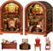 Spilay DIY Dollhouse Kit Miniature Booknook Kit, House Model Build Bookshelf,with LED