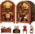 Spilay DIY Dollhouse Kit Miniature Booknook Kit, House Model Build Bookshelf,with LED