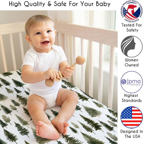 2-Piece Set Sweet Jojo Designs Baby Crib Sheets (Green Woodland Tree) for Boys or Girls, Infant Nursery, Toddler Room