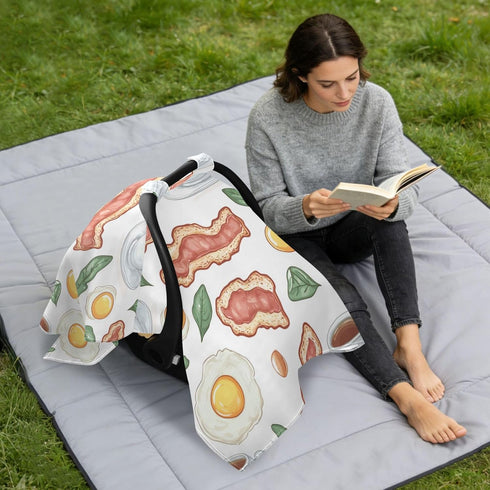 Mazeann Breakfast Bacon Fried Egg Car Seat Cover Baby Breathable Soft Infant Carseat Covers Canopies Babies Carrier