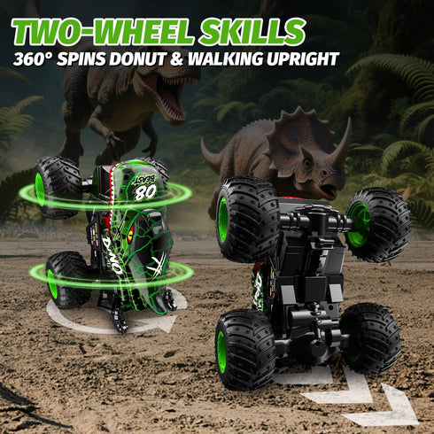 1:20 360 2.4GHz 4-7 2 Gohero Monster Truck Toys for Kids, Dinosaur Toys RC Car Truck with Spins & Drifting, All-Terrain