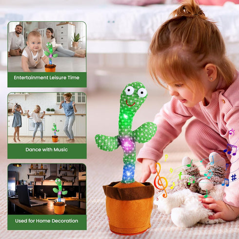 USB Charging Dancing Talking Cactus Toy - Baby Toy with 120 English Songs and Mimicking Feature