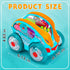 360 1 2 3 4 Light Up Transparent Sensory Car Toy - Standing Rotation Roll Stunt Car, Bump and Go Toy Cars with Colorful
