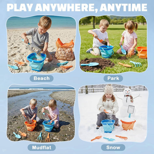 2 Packs 4-8 10 Dreamon Beach Toys, Travel Sand Toys for Kids Ages | PCS Sandcastle Building Kit with Collapsible