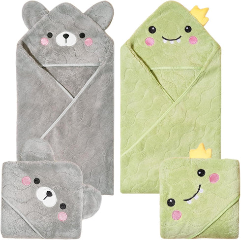 Anforlin Hooded Baby Towels, 2-Pack Baby Towels 31.5 * 31.5 inch Ultra Absorbent