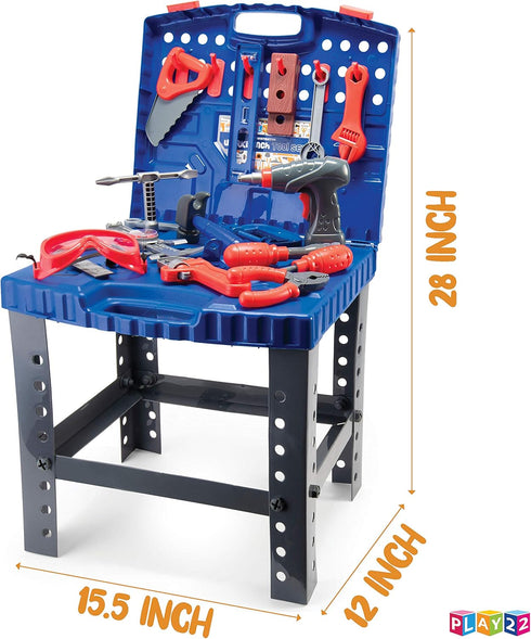 Play22 Set 76 Set Kids Tool Bench Pc - Toddler Tool Bench with Electronic Play Drill - Stem Educational Toy Pretend
