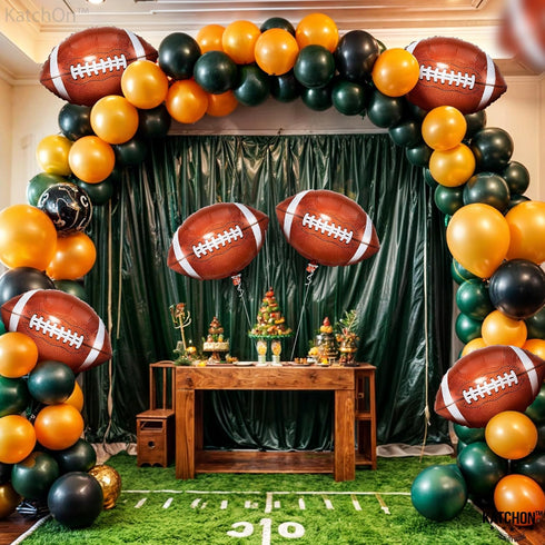 KatchOn 18 Inch Football Balloons for Party Decorations, Pack of 6 Foil Touchdown Balloons for Birthday Party