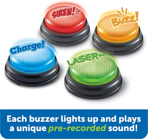 Learning Resources Lights and Sounds Buzzers - Classroom Must Haves Supplies, Kids Toys, Sound Effect Button, Family