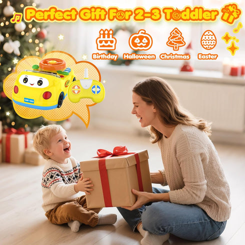 1-3 1 2 3(Yellow) Toddler Toys for Ages Boy - Remote Control RC Push Car Racing Adventure Steering Wheel Driving