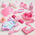 Set 12" 17pcs 3 4 5 6 7 Golray Girl Baby Doll Stroller Toy with Baby Doll & Baby Doll Accessories
