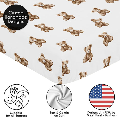 Sweet Jojo Designs Fitted Baby Crib Sheets (Boho Teddy Bear) for Boys or Girls, Infant Nursery, Toddler Room - Standard