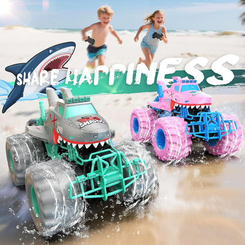 1:16 4WD 3-5 6-8 8-12 Waterproof Shark Remote Control Car, Amphibious RC Cars All Terrain Off Road Monster Trucks Toys
