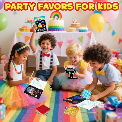 24 Pack 4-8 8-12, FUNNYB&G Foil Art Party Favors for Kids - Foil Art Crafts Kits Coloring Books, Goodie Bag Stuffers