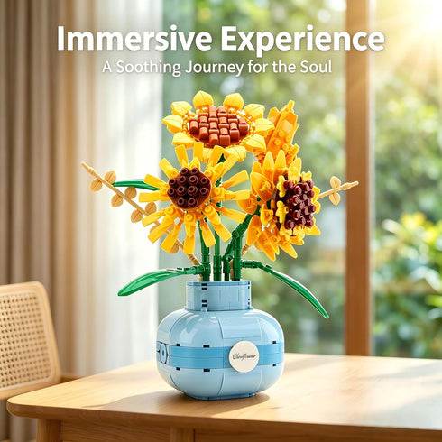 LUKHANG Sets 14+ (539 Flowers Building Blocks Botanicals Adults Technic, Sunflowers Flower Plants Collection Block