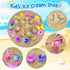 Ice Cream Beach Toys Sand Toys Set for Kids, Collapsible Sand Bucket and Shovels Set with Mesh Bag, Sandbox Toys for