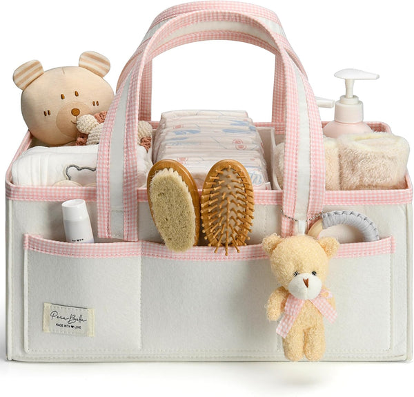 PeraBella Baby Diaper Caddy Organizer, XL Baby Basket Shower Gift Caddy, Portable