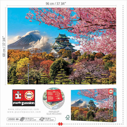 Educa 2000 Piece Jigsaw Puzzle - Osaka Castle, Japan - Completed Image 37.75" x 26.75" - Ages 14+ (19276)