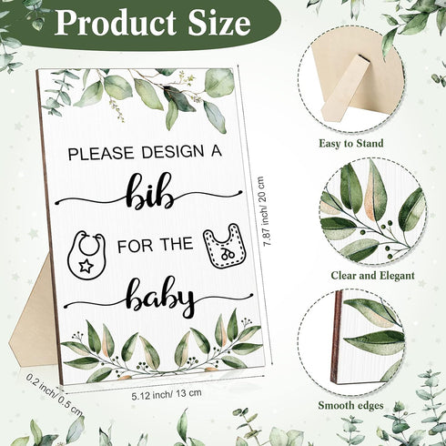 26 Set 15 10 Pcs Baby Bibs and Game Baby Shower Game Sign White Feeder Bibs Fabric Markers for Gender Reveal (Green