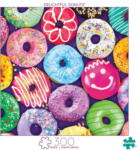 Buffalo Games - Delightful Donuts - 300 Large Piece Jigsaw Puzzle Multicolor, 18"L X 18"W