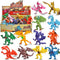4 Inch Realistic Detail Dragon Toy Set, 12 Pcs Mini Dragon Figures with Gift Box for Kids