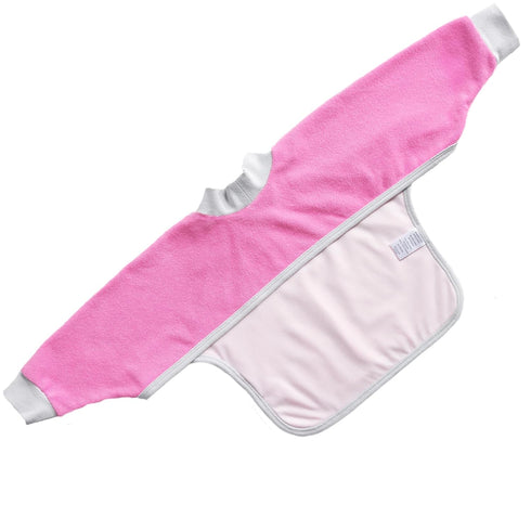 Kiddologic 6-12 Bibit-all Baby Feeding Bib, Long Sleeves with Ribbed Cuffs and High Collar, Stretchy Pullover Smock