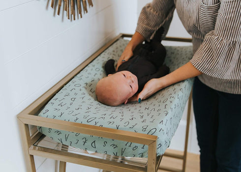 Soft Knit Diaper Changing Pad Cover in Poe by Copper Pearl