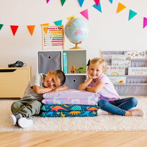 Wildkin Kids Cotton Nap Mat Cover - Durable, Soft, Sewn-in Flap, Fits 1.5" Vinyl Sleep Mats - Trains, Planes & Trucks