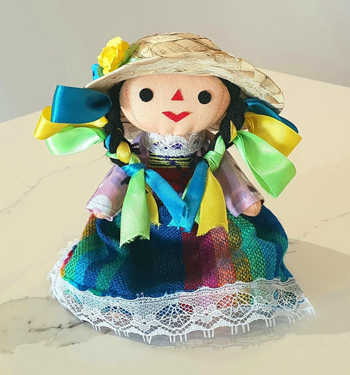 ALKIMIA INC Mexican Handmade Traditional Maria Farmer Rag Doll - 7 inches