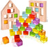 Wooden Building Blocks Set for Kids, 24 PCS Rainbow Gem Cubes Stacking Blocks, Montessori Stacking Toy for Ages 3-6